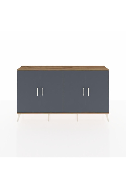Arges Konsol 6 Raflı 4 Kapaklı 176 x 30 x 99 cm Çam - Antrasit