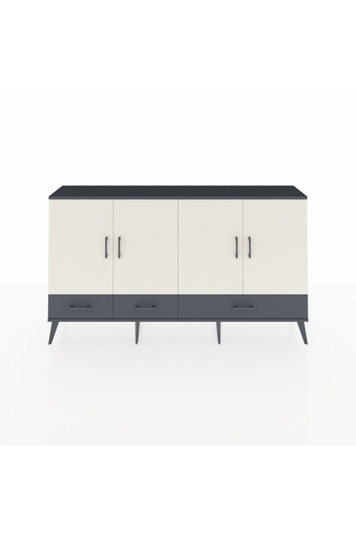 Arges Konsol 6 Raflı 3 Çekmeceli 4 Kapaklı 176 x 30 x 99 cm Antrasit - Aytaşı - Antrasit