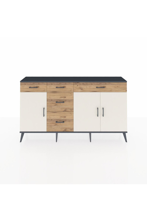 Arges Konsol 2 Raflı 5 Çekmeceli 3 Kapaklı 176 x 30 x 99 cm Antrasit - Aytaşı - Çam