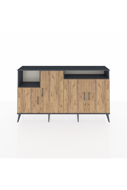 Arges Konsol 5 Raflı 4 Kapaklı 176 x 30 x 99 cm Antrasit - Çam - Antrasit