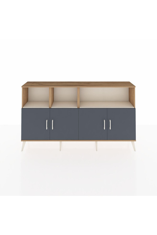 Arges Konsol 6 Raflı 4 Kapaklı 176x30x99 Çam-Antrasit/Aytaşı