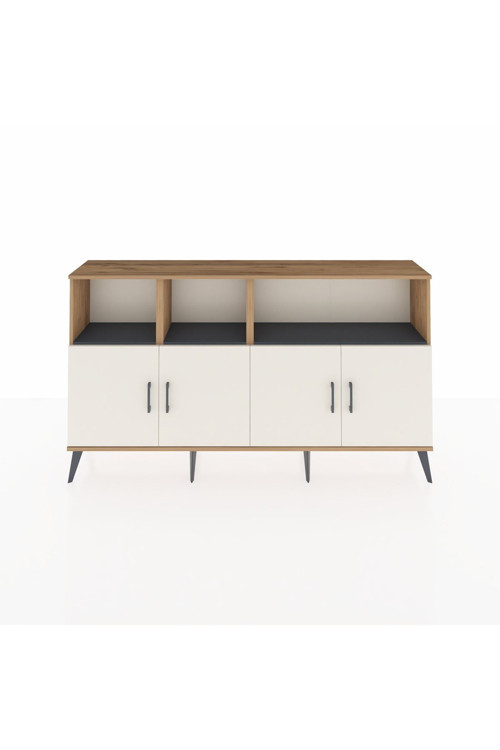 Arges Konsol 6 Raflı 4 Kapaklı 176x30x99 Çam-Aytaşı/Antrasit