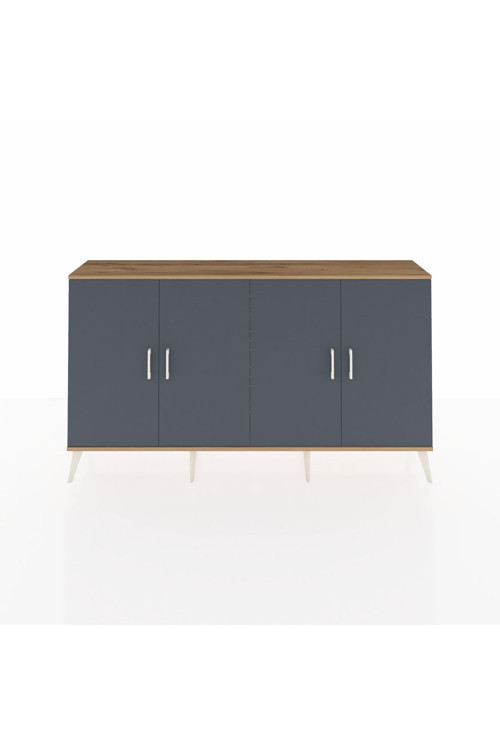 Arges Konsol 6 Raflı 4 Kapaklı 176x30x99 Çam-Antrasit/Aytaşı