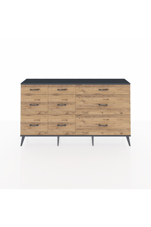 Arges Konsol 9 Çekmeceli 176 x 30 x 99 cm Çam - Antrasit - Çam