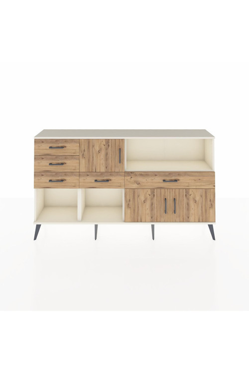 Arges Konsol 2 Raflı 5 Çekmeceli 3 Kapaklı 176 x 30 x 99 cm Aytaşı - Çam