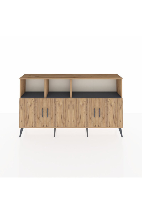 Arges Konsol 6 Raflı 4 Kapaklı 176x30x99 Çam-Çam/Antrasit