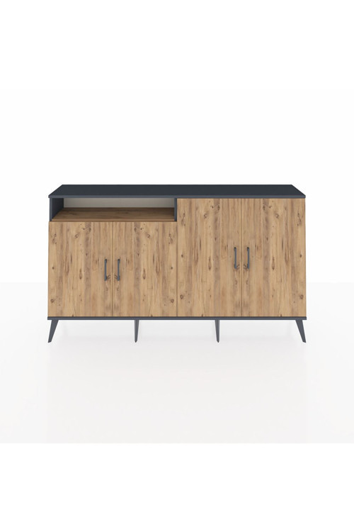 Arges Konsol 4 Raflı 4 Kapaklı 176 x 30 x 99 cm Antrasit - Çam