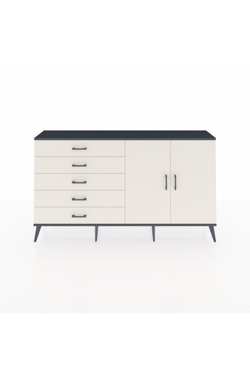 Arges Konsol 2 Raflı 5 Çekmeceli 2 Kapaklı 176 x 30 x 99 cm Antrasit - Aytaşı