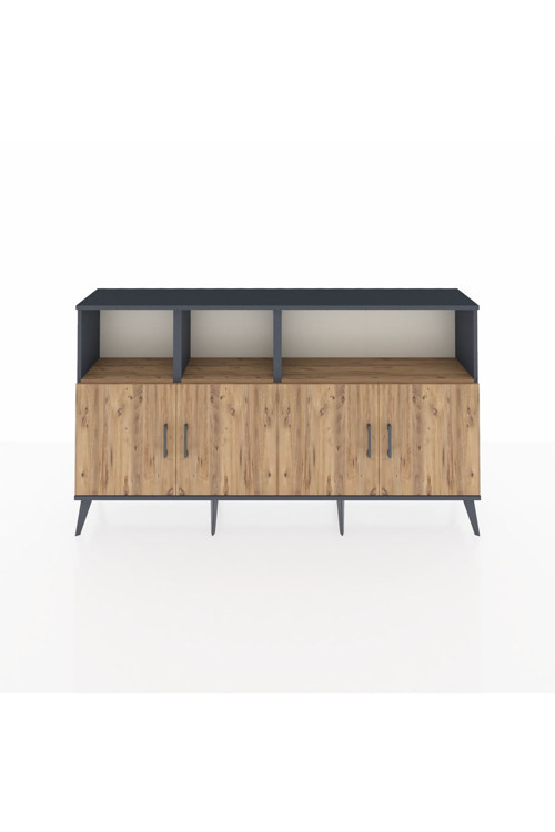 Arges Konsol 6 Raflı 4 Kapaklı 176x30x99 Antrasit-Çam