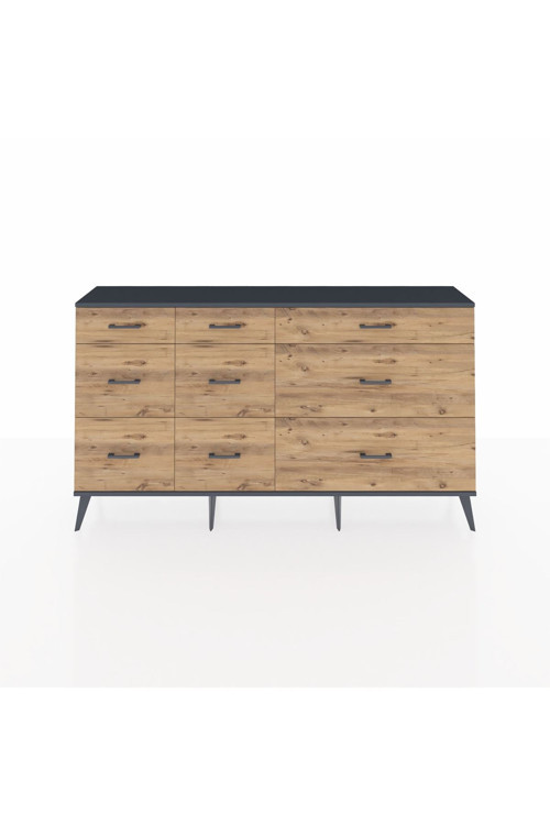 Arges Konsol 9 Çekmeceli 176 x 30 x 99 cm Antrasit - Antrasit - Çam