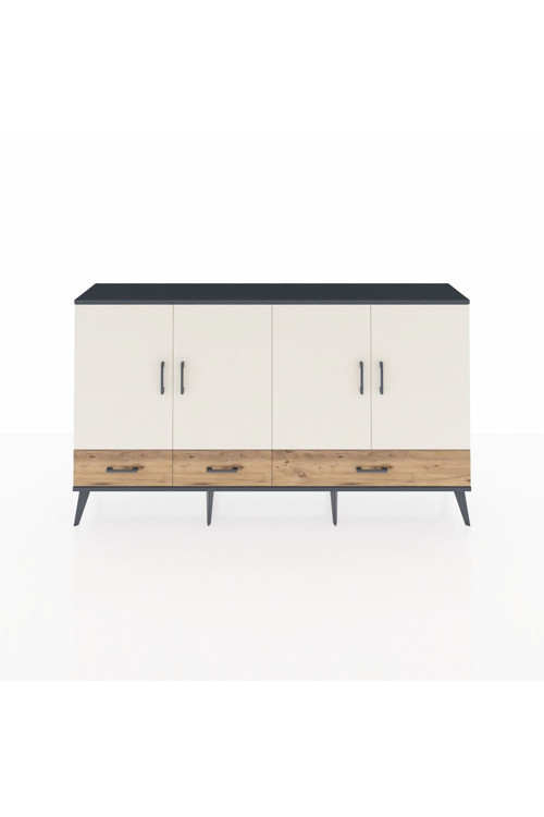 Arges Konsol 6 Raflı 3 Çekmeceli 4 Kapaklı 176 x 30 x 99 cm Antrasit - Aytaşı - Çam