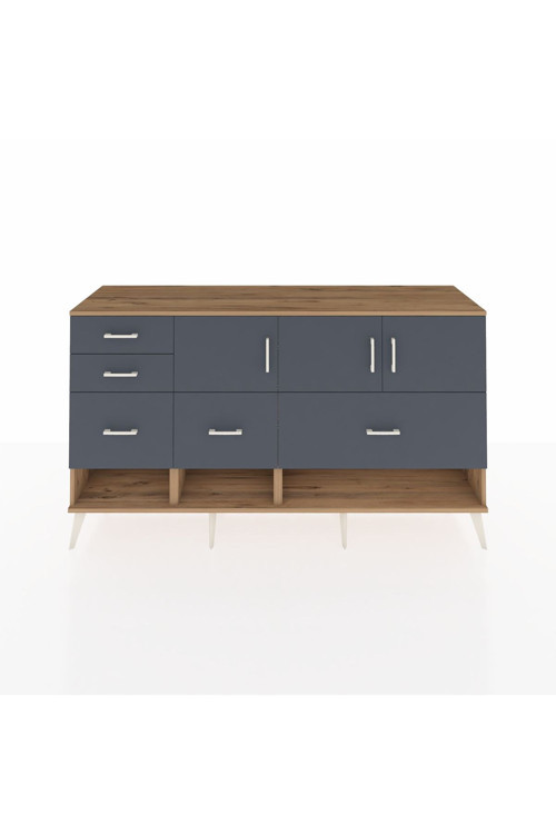 Hyperion Konsol 3 Raflı 5 Çekmeceli 3 Kapaklı 176 x 44 x 99 cm Çam - Antrasit