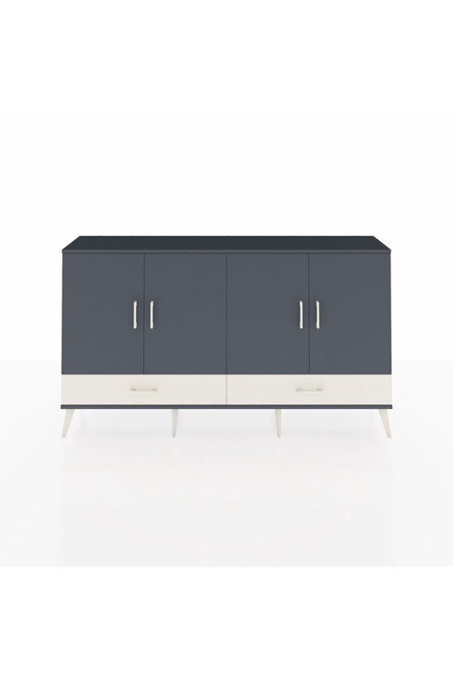 Arges Konsol 6 Raflı 2 Çekmeceli 4 Kapaklı 176 x 30 x 99 cm Antrasit - Antrasit - Aytaşı