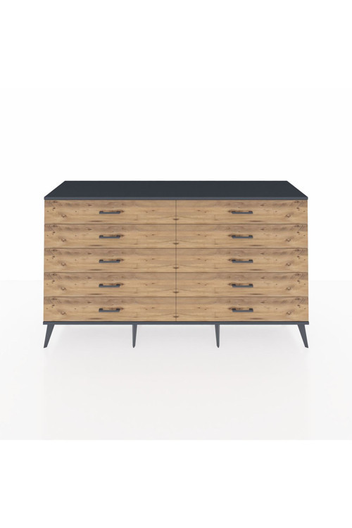 Hyperion Konsol 10 Çekmeceli 176 x 44 x 99 cm Antrasit - Antrasit - Çam