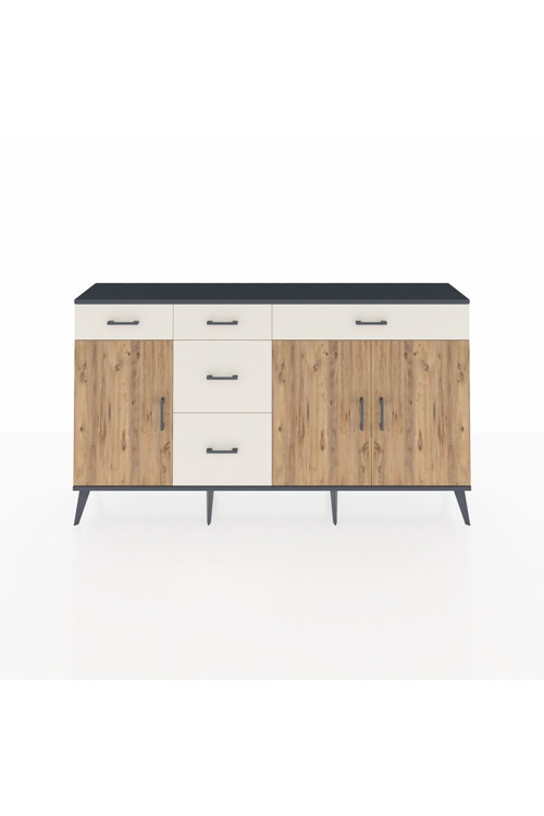 Arges Konsol 2 Raflı 5 Çekmeceli 3 Kapaklı 176 x 30 x 99 cm Antrasit - Çam - Aytaşı