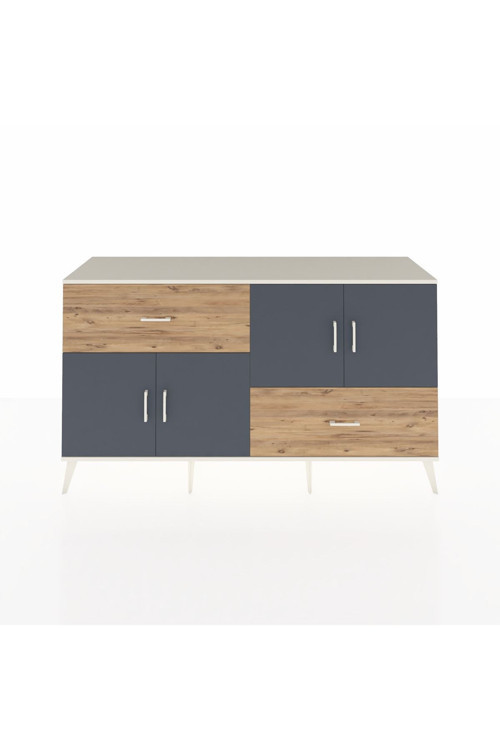 Hyperion Konsol 3 Raflı 2 Çekmeceli 4 Kapaklı 176 x 44 x 99 cm Aytaşı - Antrasit - Çam