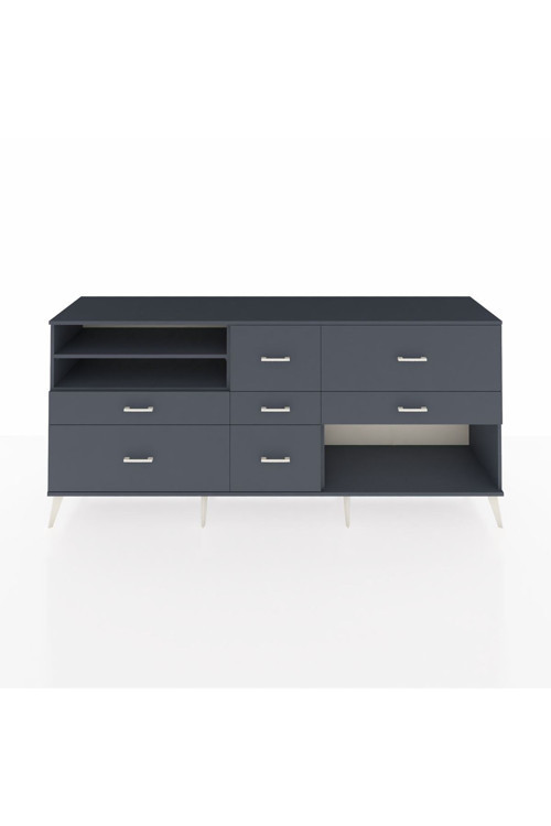Hyperion Konsol 2 Raflı 7 Çekmeceli 220 x 44 x 99 cm Antrasit - Antrasit