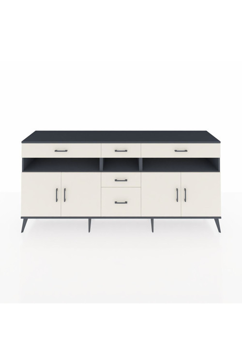 Hyperion Konsol 5 Raflı 5 Çekmeceli 4 Kapaklı 220 x 44 x 99 cm Antrasit - Aytaşı