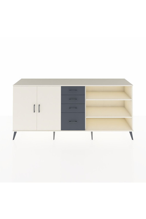 Hyperion Konsol 3 Raflı 4 Çekmeceli 2 Kapaklı 220 x 44 x 99 cm Aytaşı - Aytaşı - Antrasit