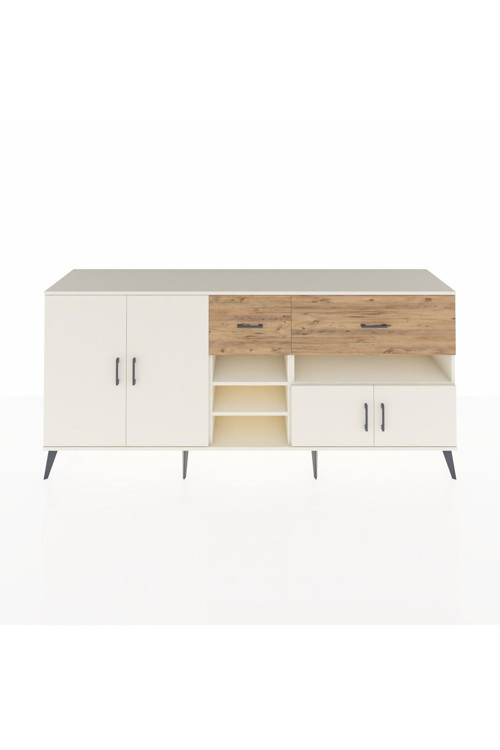 Hyperion Konsol 5 Raflı 2 Çekmeceli 4 Kapaklı 220 x 44 x 99 cm Aytaşı - Aytaşı - Çam