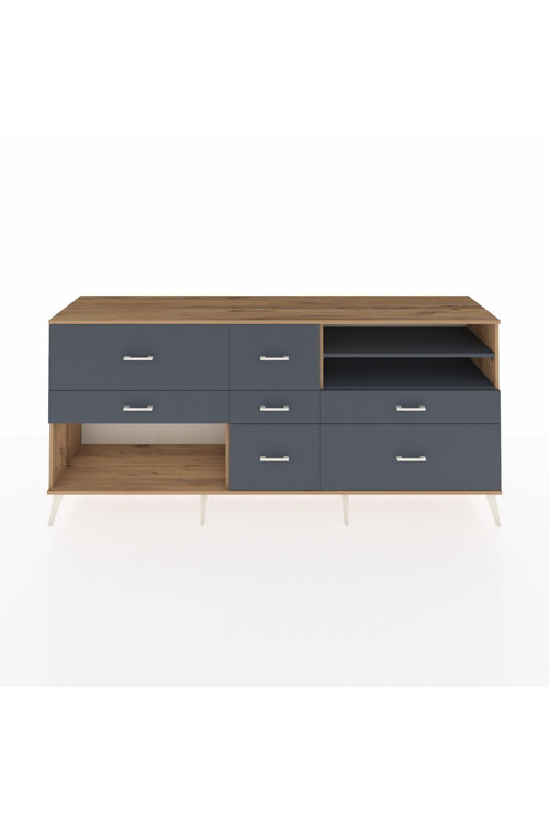 Hyperion Konsol 2 Raflı 7 Çekmeceli 220 x 44 x 99 cm Çam - Antrasit