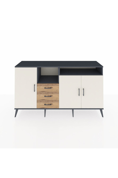 Kronos Konsol 5 Raflı 3 Çekmeceli 3 Kapaklı 176x59x99 Antrasit-Aytaşı/Çam