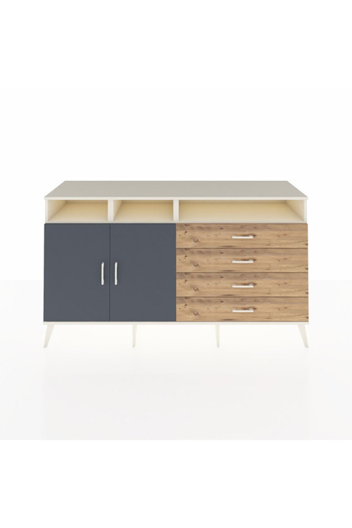 Kronos Konsol 5 Raflı 4 Çekmeceli 2 Kapaklı 176 x 59 x 99 cm Aytaşı - Antrasit - Çam