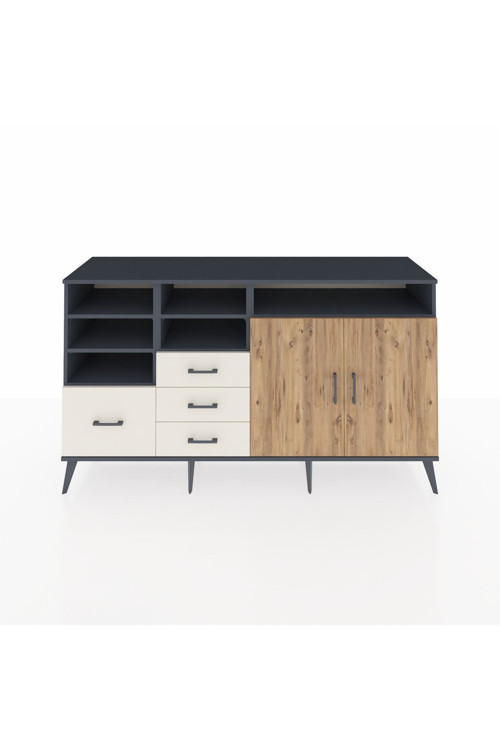 Kronos Konsol 7 Raflı 4 Çekmeceli 2 Kapaklı 176 x 59 x 99 cm Antrasit - Çam - Aytaşı