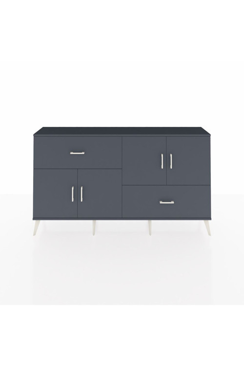 Arges Konsol 3 Raflı 2 Çekmeceli 4 Kapaklı 176x30x99 Antrasit-Antrasit
