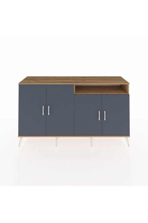 Kronos Konsol 6 Raflı 4 Kapaklı 176x59x99 Çam-Antrasit/Çam