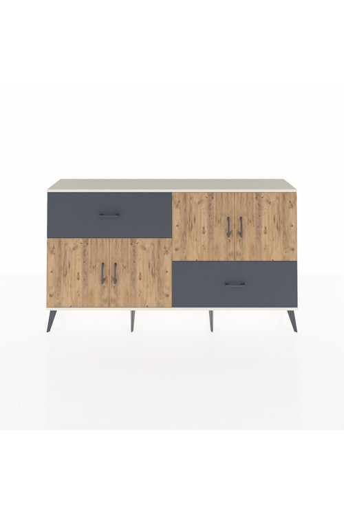 Arges Konsol 3 Raflı 2 Çekmeceli 4 Kapaklı 176x30x99 Aytaşı-Çam/Antrasit