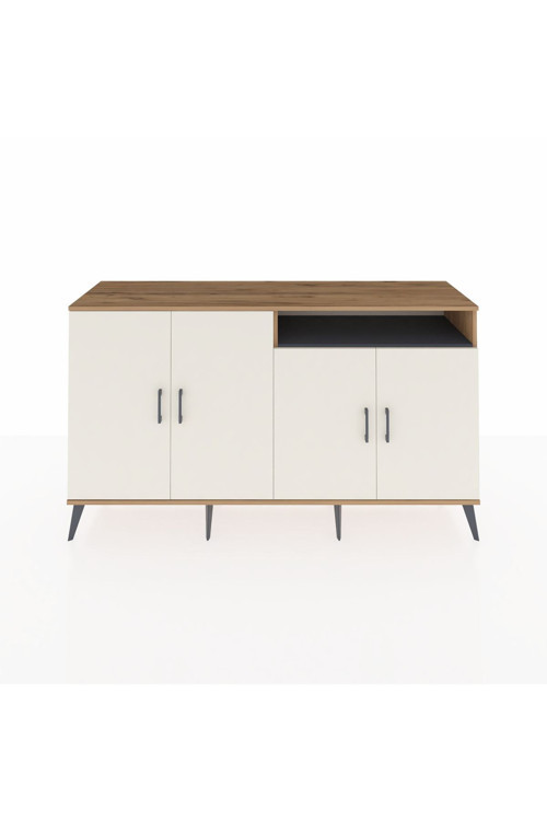 Kronos Konsol 6 Raflı 4 Kapaklı 176x59x99 Çam-Aytaşı/Antrasit