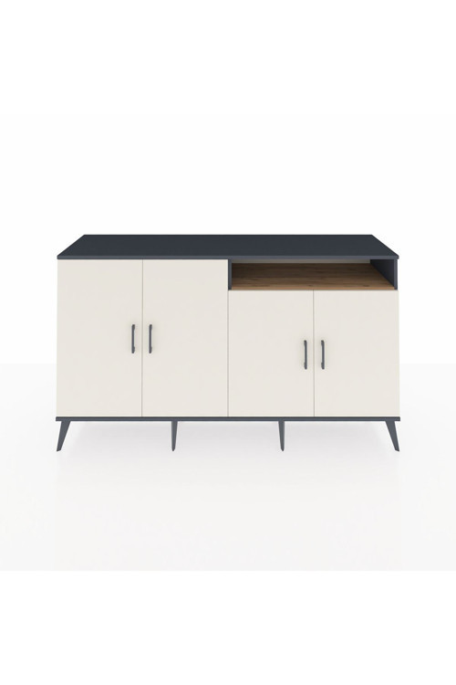 Kronos Konsol 6 Raflı 4 Kapaklı 176x59x99 Antrasit-Aytaşı/Çam
