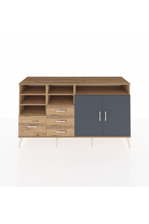 Kronos Konsol 7 Raflı 4 Çekmeceli 2 Kapaklı 176 x 59 x 99 cm Çam - Antrasit - Çam