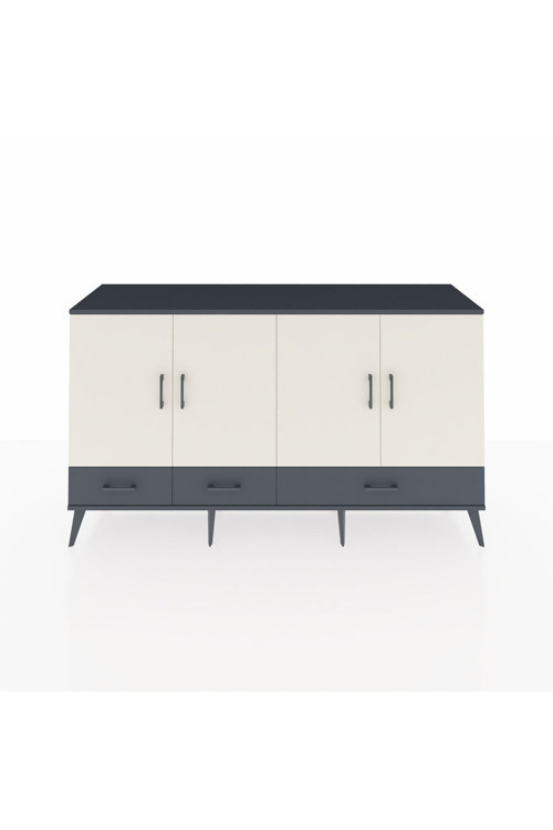 Kronos Konsol 6 Raflı 3 Çekmeceli 4 Kapaklı 176 x 59 x 99 cm Antrasit - Aytaşı - Antrasit