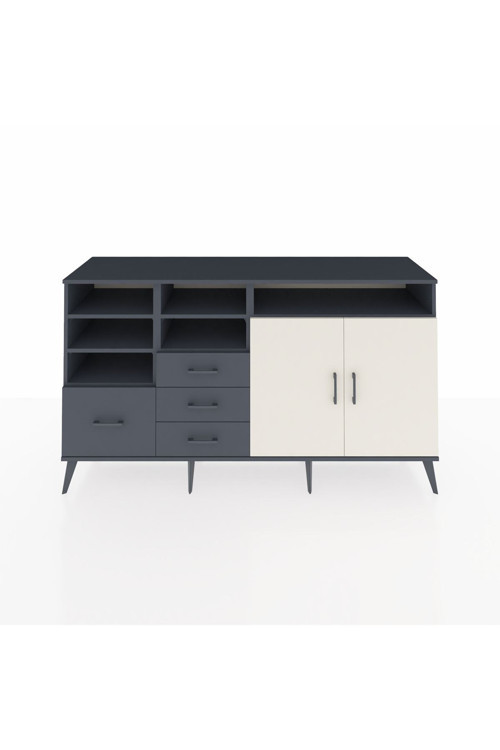 Kronos Konsol 7 Raflı 4 Çekmeceli 2 Kapaklı 176 x 59 x 99 cm Antrasit - Aytaşı - Antrasit
