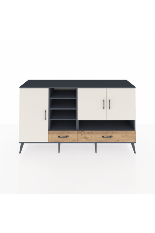 Kronos Konsol 8 Raflı 2 Çekmeceli 3 Kapaklı 176 x 59 x 99 cm Antrasit - Aytaşı - Çam