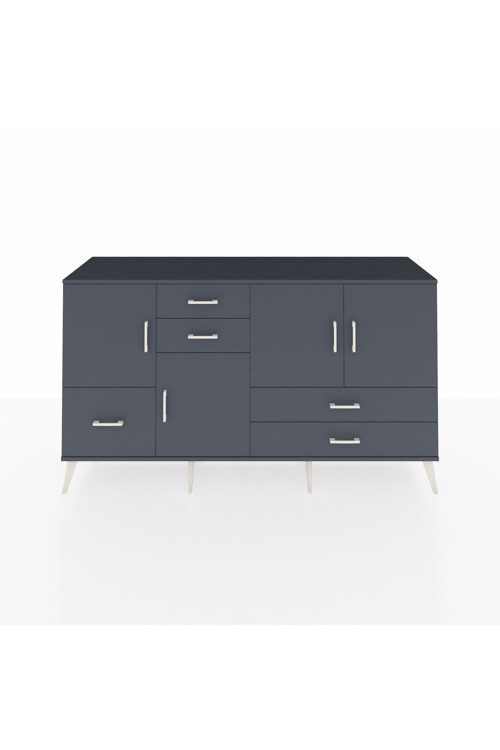 Kronos Konsol 4 Raflı 5 Çekmeceli 4 Kapaklı 176 x 59 x 99 cm Antrasit - Antrasit