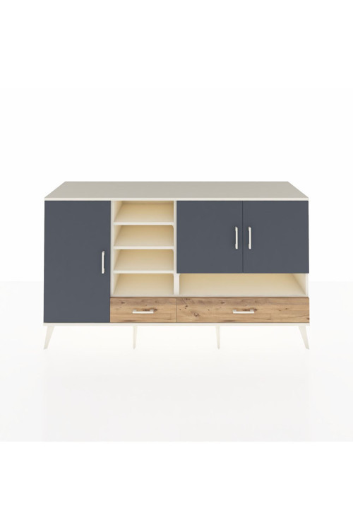 Kronos Konsol 8 Raflı 2 Çekmeceli 3 Kapaklı 176 x 59 x 99 cm Aytaşı - Antrasit - Çam