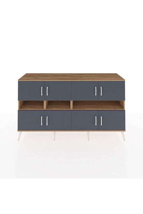 Kronos Konsol 8 Raflı 8 Kapaklı 176 x 59 x 99 cm Çam - Antrasit - Çam