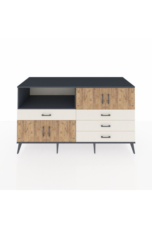 Kronos Konsol 2 Raflı 4 Çekmeceli 4 Kapaklı 176 x 59 x 99 cm Antrasit - Çam - Aytaşı