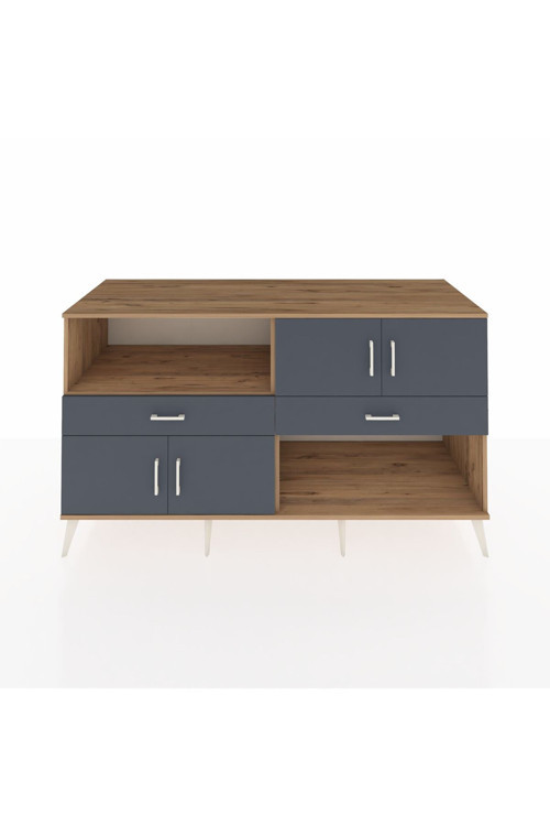 Kronos Konsol 3 Raflı 2 Çekmeceli 4 Kapaklı 176 x 59 x 99 cm Çam - Antrasit