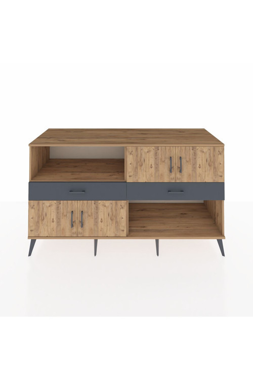 Kronos Konsol 3 Raflı 2 Çekmeceli 4 Kapaklı 176 x 59 x 99 cm Çam - Çam - Antrasit