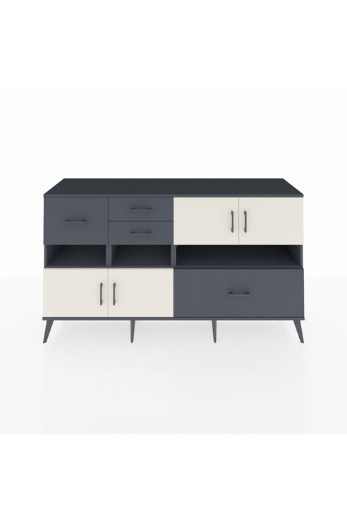 Kronos Konsol 5 Raflı 4 Çekmeceli 4 Kapaklı 176 x 59 x 99 cm Antrasit - Aytaşı - Antrasit