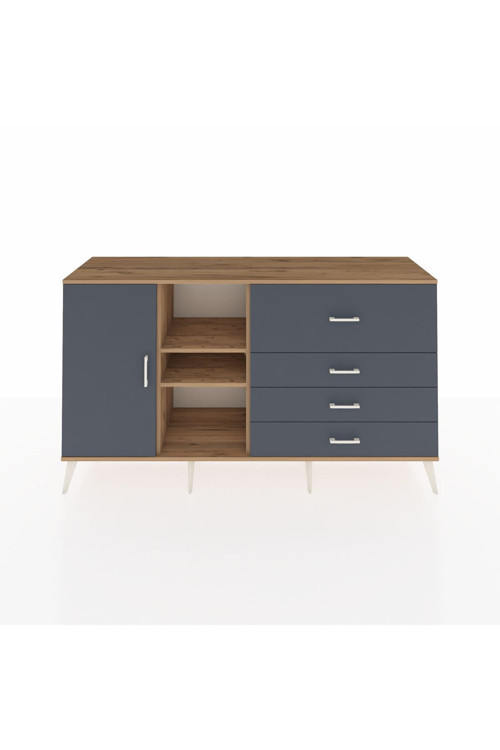 Kronos Konsol 4 Raflı 4 Çekmeceli 1 Kapaklı 176 x 59 x 99 cm Çam - Antrasit
