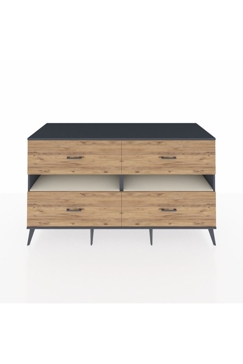 Kronos Konsol 2 Raflı 4 Çekmeceli 176x59x99 Antrasit-Aytaşı/Çam
