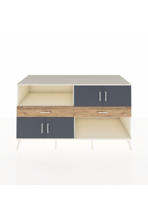 Kronos Konsol 3 Raflı 2 Çekmeceli 4 Kapaklı 176 x 59 x 99 cm Aytaşı - Antrasit - Çam