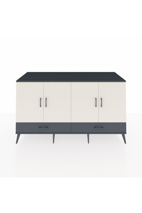 Kronos Konsol 6 Raflı 2 Çekmeceli 4 Kapaklı 176 x 59 x 99 cm Antrasit - Aytaşı - Antrasit