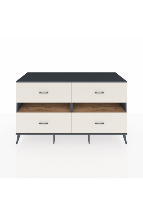 Kronos Konsol 2 Raflı 4 Çekmeceli 176x59x99 Antrasit-Çam/Aytaşı