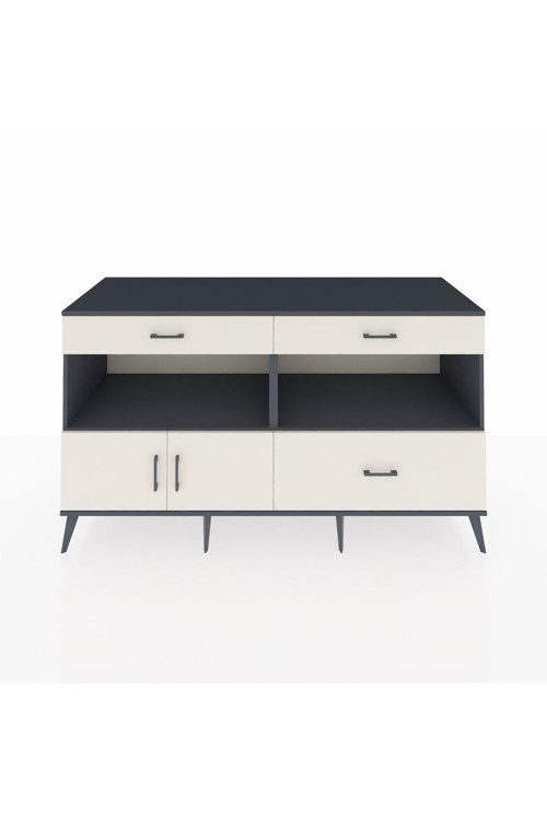 Kronos Konsol 2 Raflı 3 Çekmeceli 2 Kapaklı 176 x 59 x 99 cm Antrasit - Aytaşı